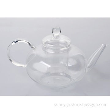 High Boron Silicone/Clear Glass Tea Pot with Glass Handle